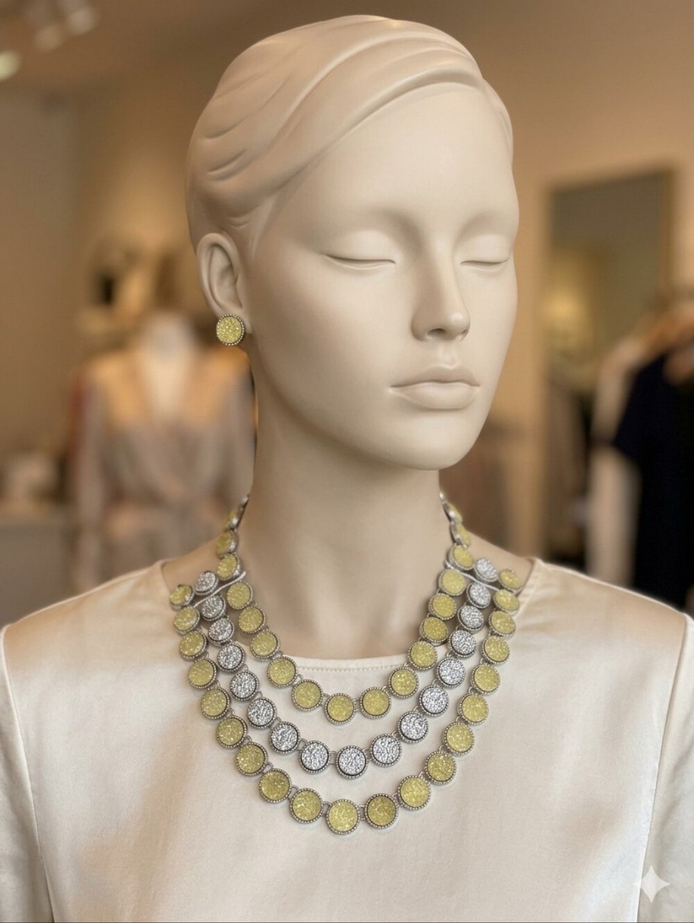 Sophia & Kate Two-Tone Yellow and Silver Multi-Strand Necklace Set